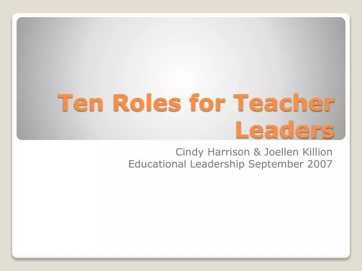 ten roles for teacher leaders