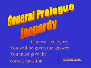 General Prologue Jeopardy