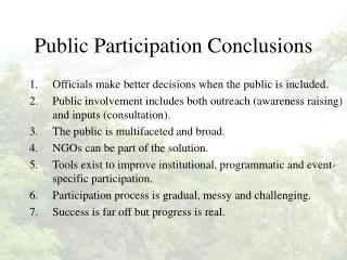 Public Participation Conclusions