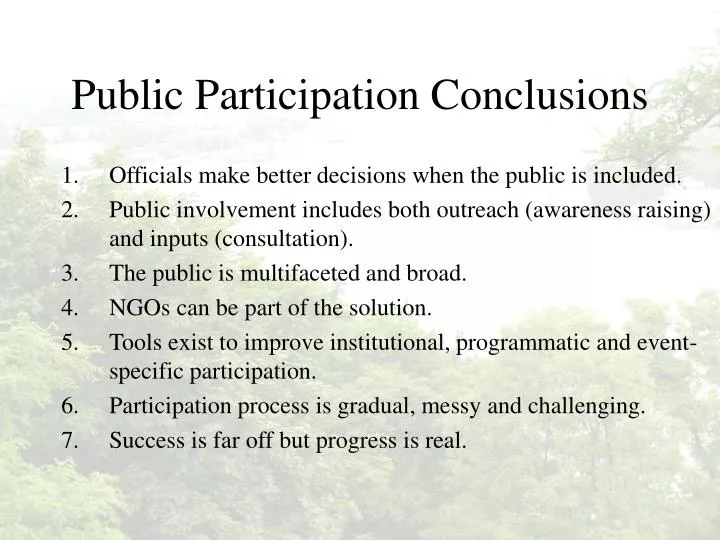 public participation conclusions