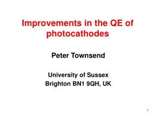 Improvements in the QE of photocathodes