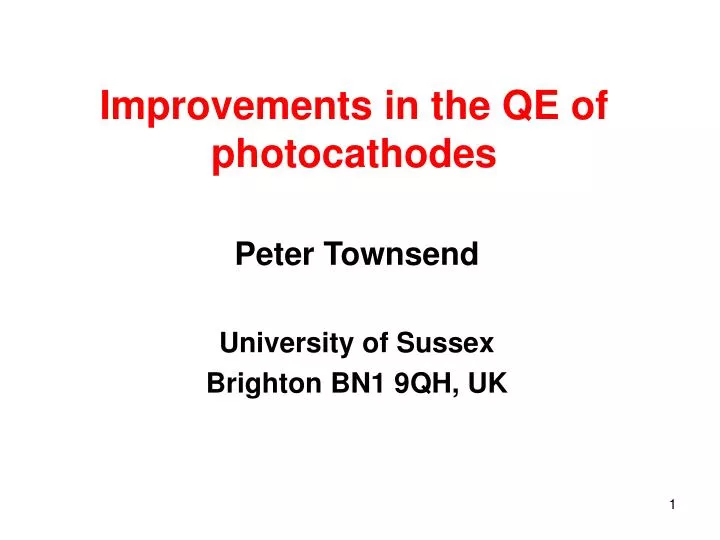 improvements in the qe of photocathodes
