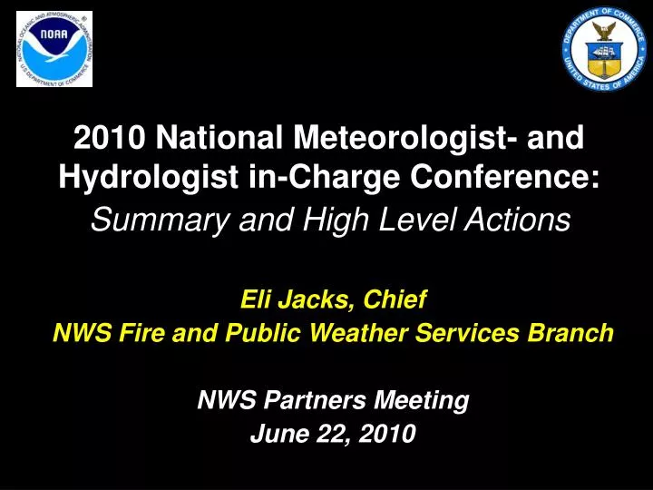 2010 national meteorologist and hydrologist in charge conference summary and high level actions