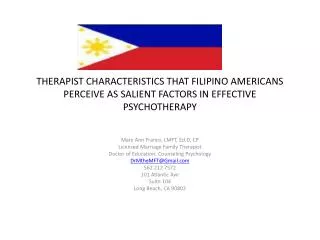 Mary Ann Franco, LMFT, Ed.D , CP Licensed Marriage Family Therapist