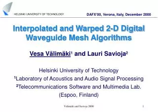Interpolated and Warped 2-D Digital Waveguide Mesh Algorithms