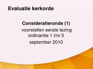 evaluatie kerkorde