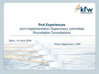 PoA Experiences Joint Implementation Supervisory committee Roundtable Consultations