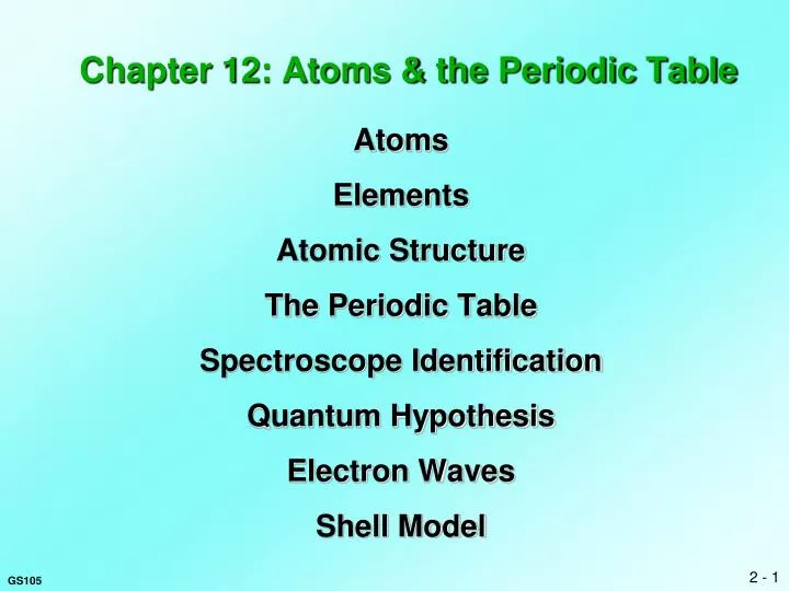 chapter 12 atoms the periodic table