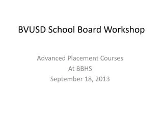 BVUSD School Board Workshop