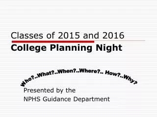 Classes of 2015 and 2016 College Planning Night