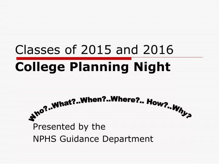 classes of 2015 and 2016 college planning night
