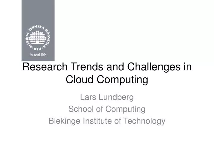 research trends and challenges in cloud computing