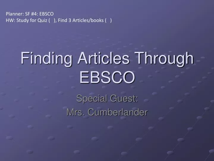 finding articles through ebsco