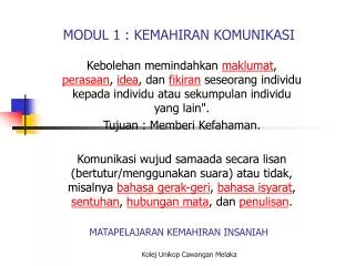 matapelajaran kemahiran insaniah