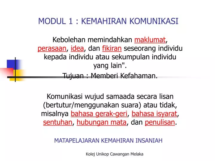 matapelajaran kemahiran insaniah