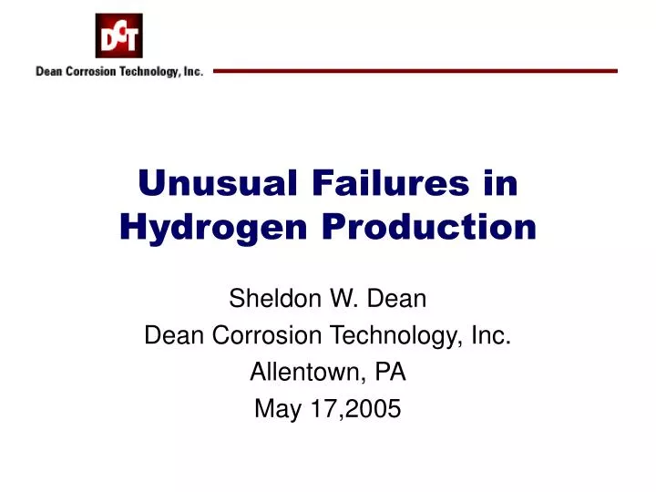 unusual failures in hydrogen production