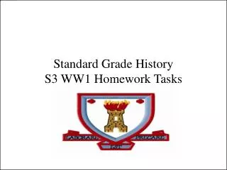 Standard Grade History S3 WW1 Homework Tasks