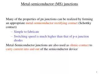 Metal-semiconductor (MS) junctions