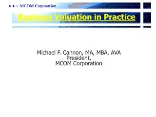 Business Valuation in Practice