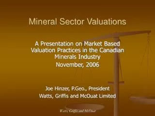 Mineral Sector Valuations