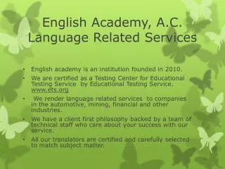 English Academy , A.C. Language Related Services