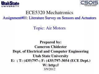 ECE5320 Mechatronics Assignment#01: Literature Survey on Sensors and Actuators Topic: Air Motors