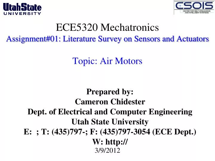 ece5320 mechatronics assignment 01 literature survey on sensors and actuators topic air motors