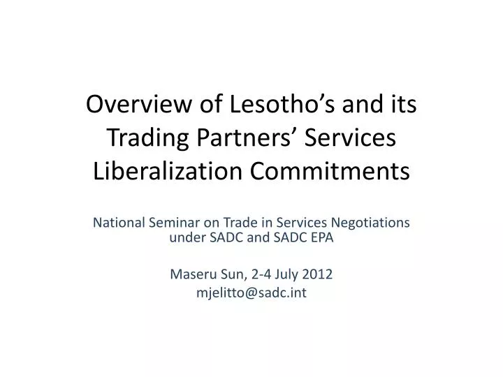 overview of lesotho s and its trading partners services liberalization commitments