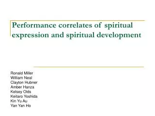 performance correlates of spiritual expression and spiritual development