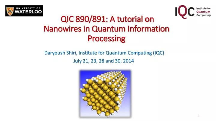 qic 890 891 a tutorial on nanowires in quantum information processing