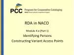 Guidelines for Constructing Variant Access Points in NACO RDA Records - slide 1