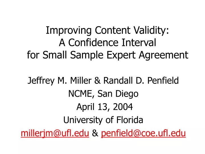 improving content validity a confidence interval for small sample expert agreement
