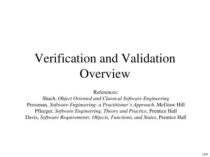 verification and validation overview