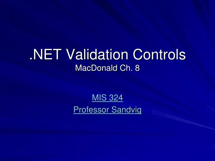 net validation controls macdonald ch 8