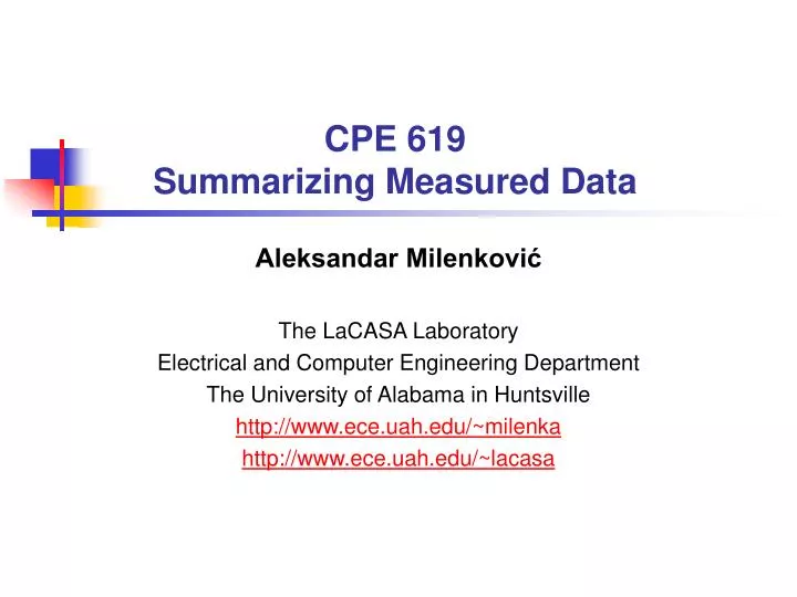 cpe 619 summarizing measured data