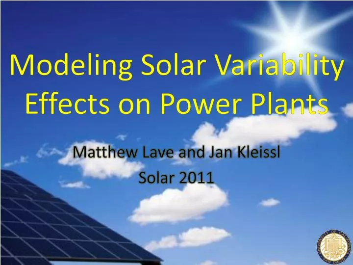 modeling solar variability effects on power plants