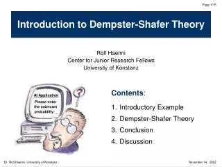 Introduction to Dempster-Shafer Theory
