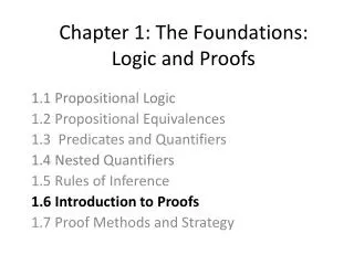 Chapter 1: The Foundations: Logic and Proofs