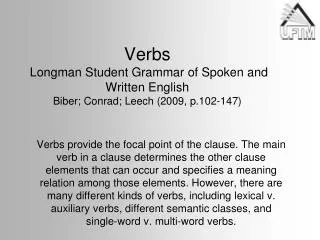 Grammar Bite A: Verb functions and classes