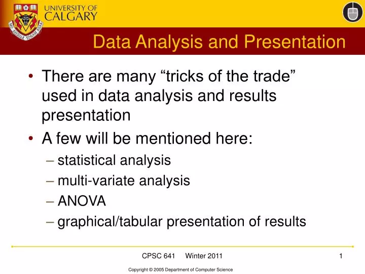 data analysis and presentation