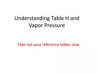 Understanding Table H and Vapor Pressure