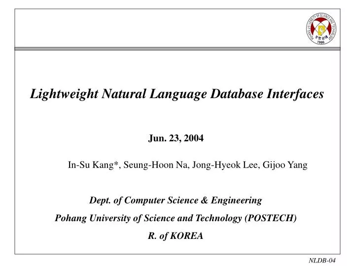 lightweight natural language database interfaces
