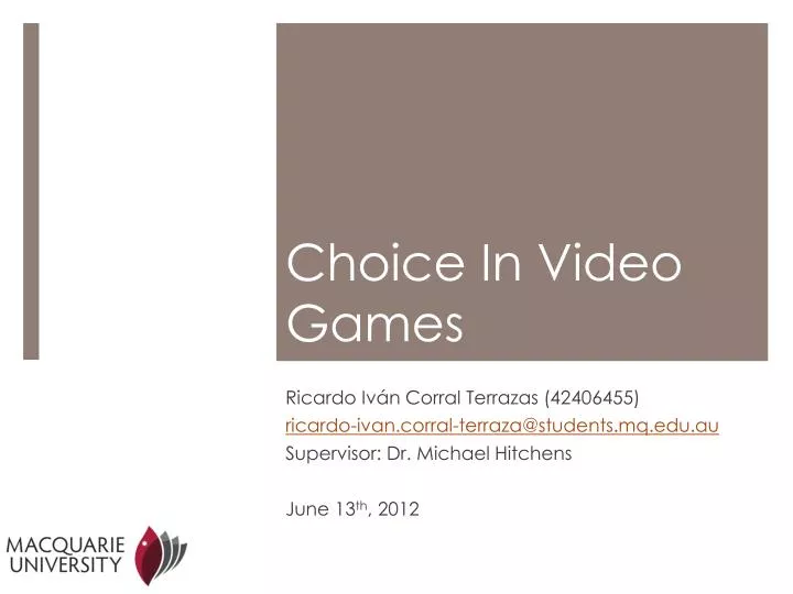 choice in video games