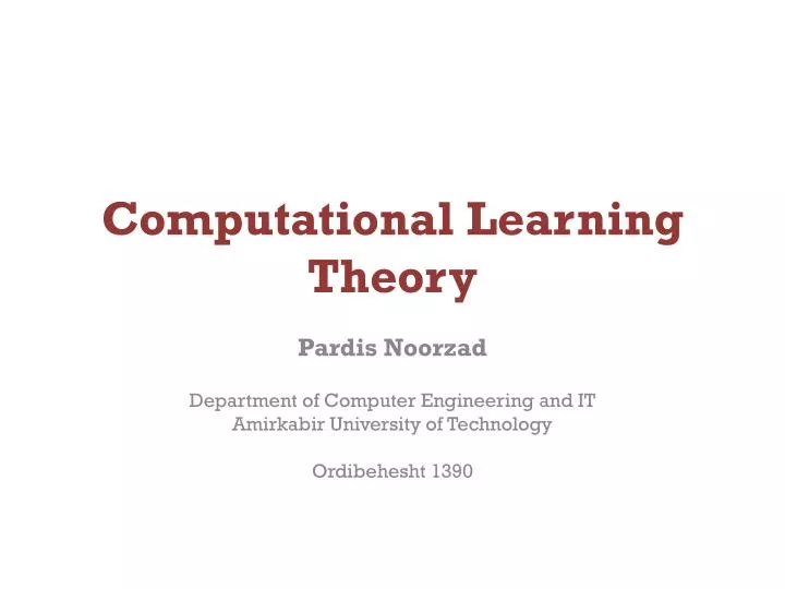 computational learning theory