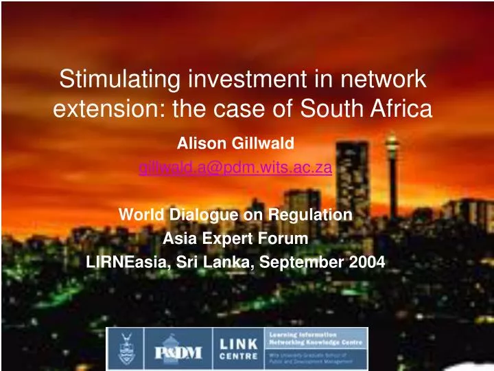 stimulating investment in network extension the case of south africa