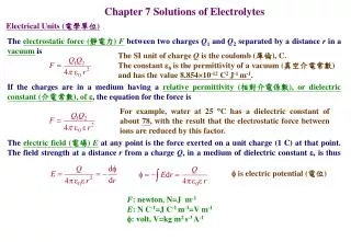 Chapter 7 Solutions of Electrolytes