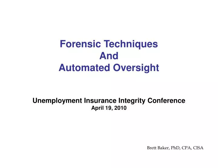 unemployment insurance integrity conference april 19 2010