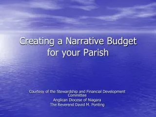 Creating a Narrative Budget for your Parish