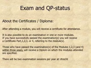 Exam and QP-status