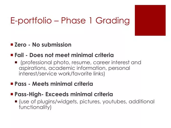 e portfolio phase 1 grading